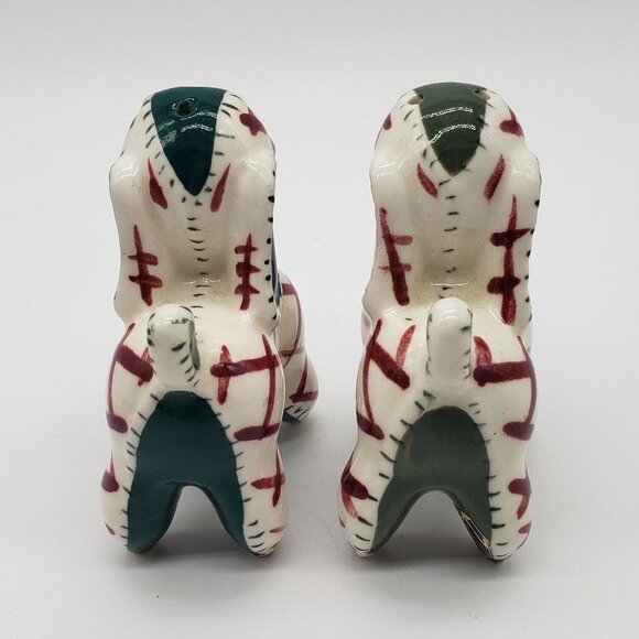 Napco 1970s Patchwork Green White Red Dog Salt and Pepper Shakers - Picture 8 of 10